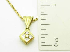 LIV 18kt Yellow Gold Genuine White Diamond Halo Design Princess Cut Necklace Gift