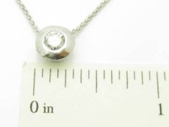 LIV 14kt White Gold Genuine White Diamond Round Cut Bezel Design Halo Necklace Gift