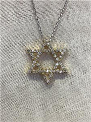LIV 14k Yellow Gold & Diamonds G/VVS 0.50ct Star of David Star Custom Necklace 16" L