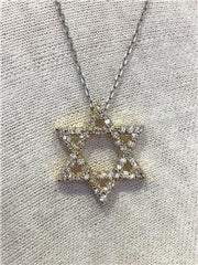 LIV 14k Yellow Gold & Diamonds G/VVS 0.50ct Star of David Star Custom Necklace 16" L