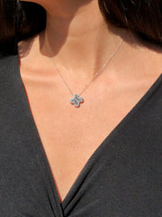 LIV 14k White Gold Black & White Diamonds 0.94ct G/VS1 Pave Set Small Cross Necklace