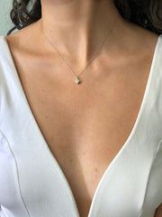 LIV 14k Two Tone Gold & Diamonds Diamond Shape Stackable Halo Design Necklace