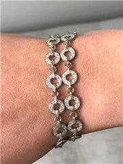 LIV 18k White Gold & Diamonds 5.62ct G/VS1 Unique Double Halo Tennis Bracelet 7"