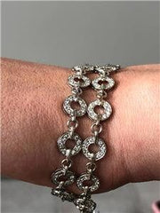 LIV 18k White Gold & Diamonds 5.62ct G/VS1 Unique Double Halo Tennis Bracelet 7"