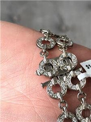 LIV 18k White Gold & Diamonds 5.62ct G/VS1 Unique Double Halo Tennis Bracelet 7"