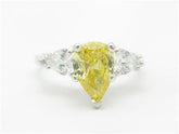 LIV 14k White Gold & Yellow Sapphire Pear Cut 3 Stone Design 2.00 ct Ring Size 7.5