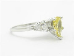 LIV 14k White Gold & Yellow Sapphire Pear Cut 3 Stone Design 2.00 ct Ring Size 7.5