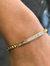 LIV 18k Yellow Gold Stainless Steel Round Bead Crystal Stretch Bracelet Stackable