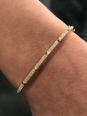 LIV 14k Yellow Gold & Diamonds Pave Set 0.54ct G/VS1 Thin Spike Bangle Bracelet 7" L