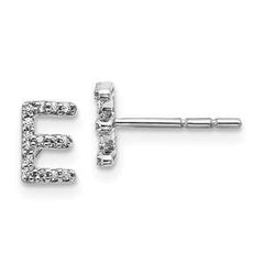 LIV 14k White Gold Pave Set Genuine White Diamonds Initial 2Stud Earrings Gift