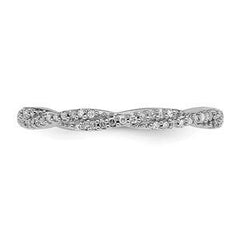 LIV Platinum Sterling Silver Diamond Eternity Braided Design Stackable Band Ring