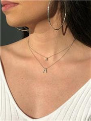 LIV 14k White Gold Genuine White Diamonds 0.18ct G/VS Small Initial A Halo Necklace 16"L