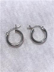 LIV 14k White Gold Small Hoop Design Hinged Post Earrings 1.5 Grams Gift