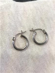 LIV 14k White Gold Small Hoop Design Hinged Post Earrings 1.5 Grams Gift