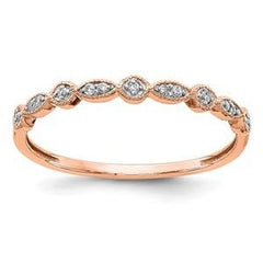 LIV 14k Rose Gold Pave Diamonds Halo Design 2mm Wide Stackable Band Ring Size 5