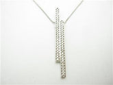 LIV 14kt White Gold Round Cut Pave Diamond Bar Necklace 0.75 ct Diamonds With Chain
