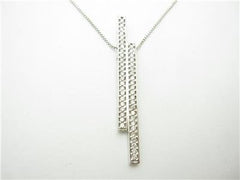 LIV 14kt White Gold Round Cut Pave Diamond Bar Necklace 0.75 ct Diamonds With Chain