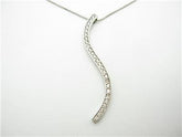 LIV 14kt White Gold Round Cut Pave Diamond Bar Necklace 0.80 ct Diamonds With Chain