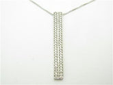LIV 14kt White Gold Round Cut Pave White Diamond Bar Necklace 0.85 ct Diamonds Gift
