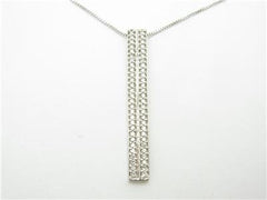 LIV 14kt White Gold Round Cut Pave White Diamond Bar Necklace 0.85 ct Diamonds Gift