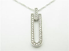 LIV 14kt White Gold Round Cut Pave Diamond Bar Necklace 0.85 ct Diamonds With Chain