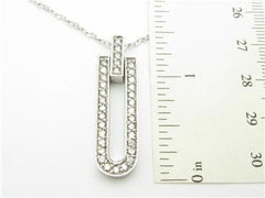 LIV 14kt White Gold Round Cut Pave Diamond Bar Necklace 0.85 ct Diamonds With Chain
