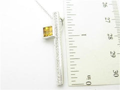 LIV 14kt White Gold Diamond Princess Cut Bar Necklace 0.40ct Diamonds With Chain New