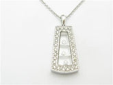 LIV 14k White Gold & Diamonds Floating Design Pave Halo Pendant Necklace Gift