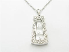 LIV 14k White Gold & Diamonds Floating Design Pave Halo Pendant Necklace Gift