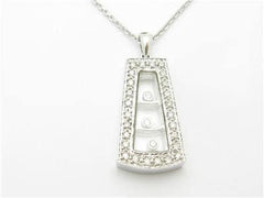 LIV 14k White Gold & Diamonds Floating Design Pave Halo Pendant Necklace Gift
