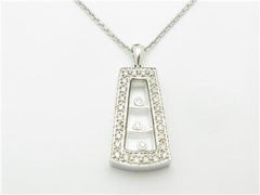 LIV 14k White Gold & Diamonds Floating Design Pave Halo Pendant Necklace Gift