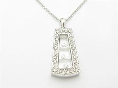 LIV 14k White Gold & Diamonds Floating Design Pave Halo Pendant Necklace Gift