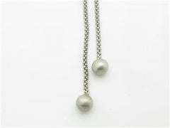 LIV 14k White Gold & Diamonds Halo Design Double Lariat Pop Corn Chain Necklace Gift
