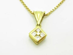 LIV 18kt Yellow Gold Genuine White Diamond Halo Design Princess Cut Necklace Gift