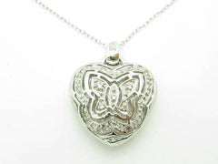 LIV 14kt White Gold Genuine White Diamond Butterfly Heart Pave Design Necklace Gift
