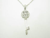 LIV 14kt White Gold Genuine White Diamonds Key Peace Design Drop Fashion Necklace