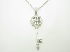 LIV 14kt White Gold Genuine White Diamonds Key Peace Design Drop Fashion Necklace