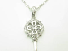 LIV 14kt White Gold Genuine White Diamonds Key Peace Design Drop Fashion Necklace