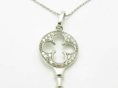 LIV 14kt White Gold Genuine White Diamonds Key Design Drop Fashion Necklace