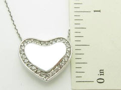 LIV 14kt White Gold Genuine White Diamond Solid Heart Halo Design Drop Necklace Gift