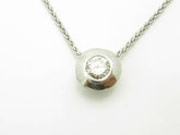 LIV 14kt White Gold Genuine White Diamond Round Cut Bezel Design Halo Necklace Gift