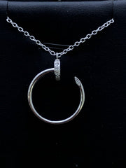 LIV Platinum Sterling Silver White Sapphire Pave Halo Design Stackable Necklace Gift