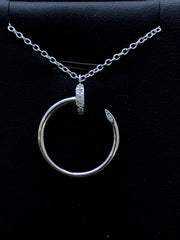 LIV Platinum Sterling Silver White Sapphire Pave Halo Design Stackable Necklace Gift