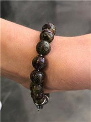 LIV Natural Green Agate 8mm Bead Spiritual Design Lobster Lock Bracelet 8" Length