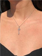 LIV 14kt White Gold Genuine White Diamonds Key Design Drop Fashion Necklace New Gift
