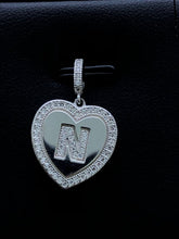 LIV Platinum Sterling Silver .925 White Sapphire Initial N Heart Halo Necklace Gift