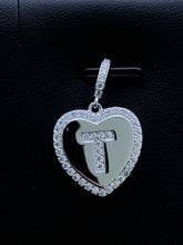 LIV Platinum Sterling Silver .925 White Sapphire Initial T Heart Halo Necklace Gift