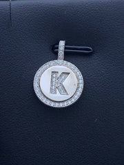 LIV Platinum Sterling Silver .925 White Sapphire Initial K Round Halo Necklace Gift
