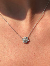 LIV 14k White Gold & Diamonds 0.26ct G/VS1 Round Cut Halo Flower Necklace 16"L