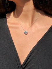 LIV 14k White Gold Black & White Diamonds 0.94ct G/VS1 Pave Set Small Cross Necklace